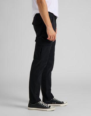 black tapered cargo trousers