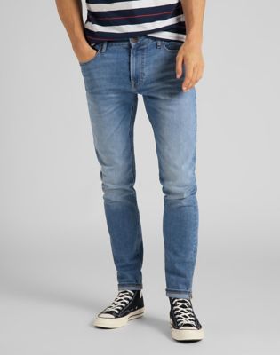 lee skinny men's blue jeans