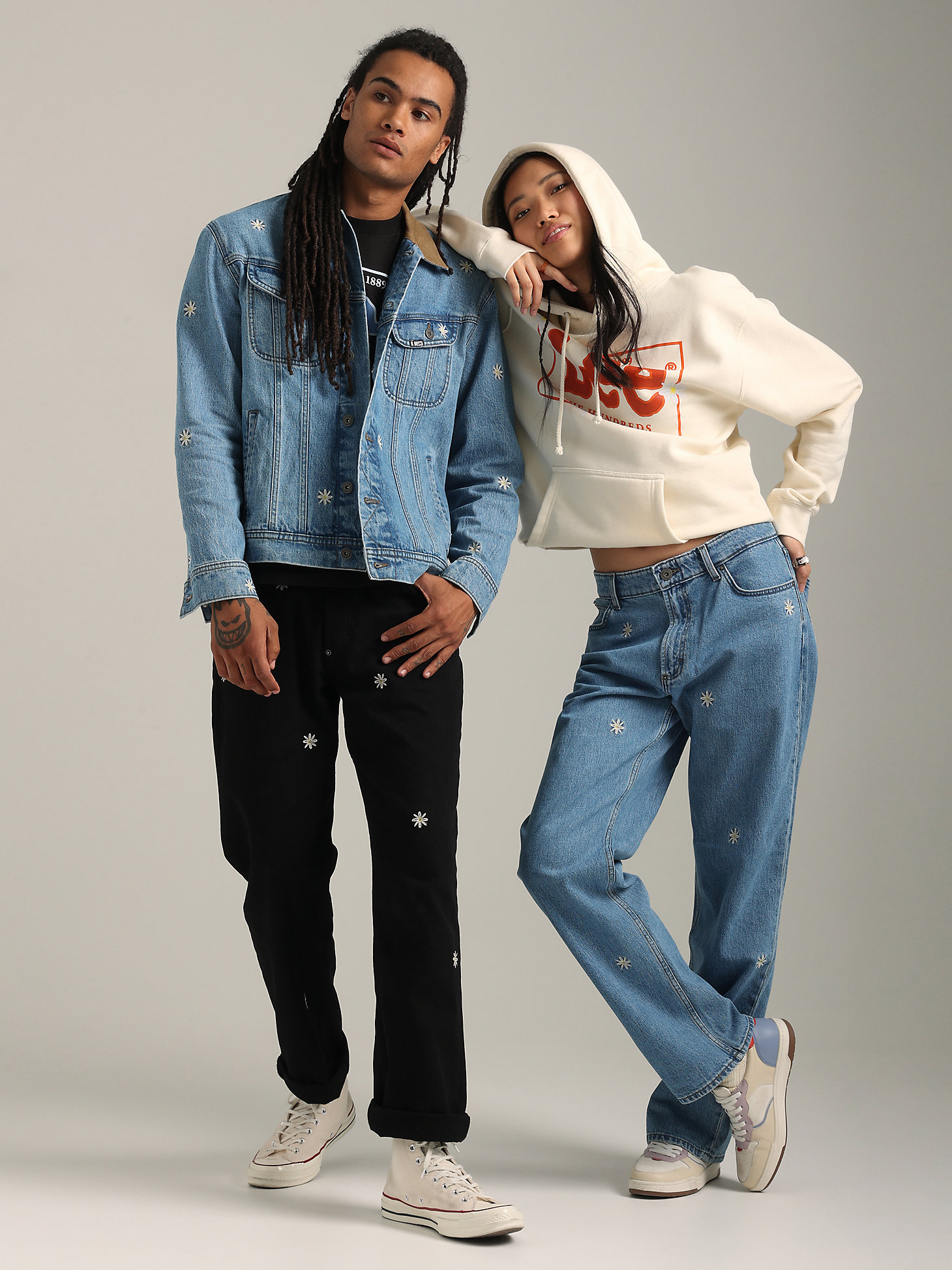 Lee® x The Hundreds® Flower Embroidered Relaxed Fit Jean in Light alternative view 1