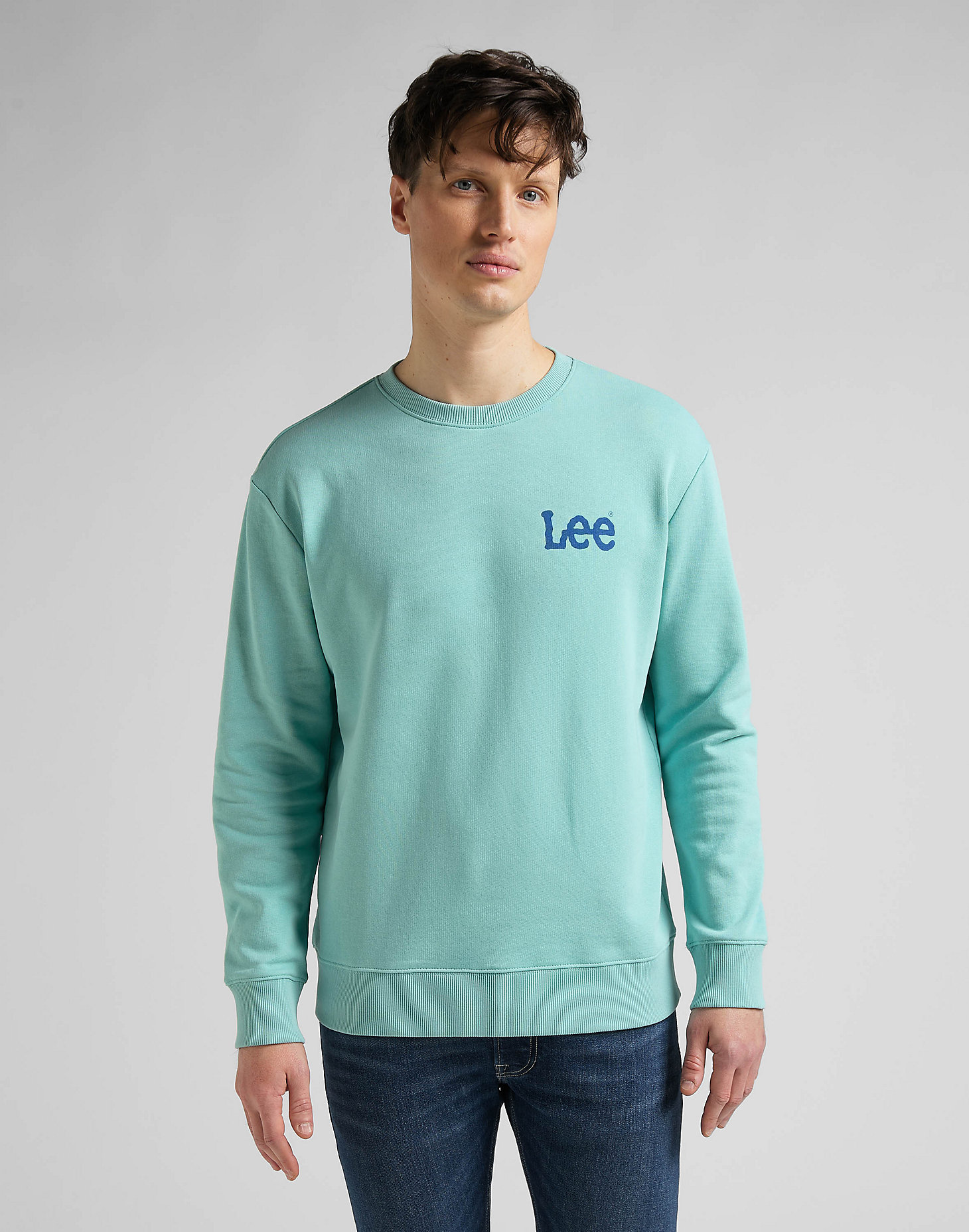 Wobbly Lee Sweatshirt in Mint Blue main view