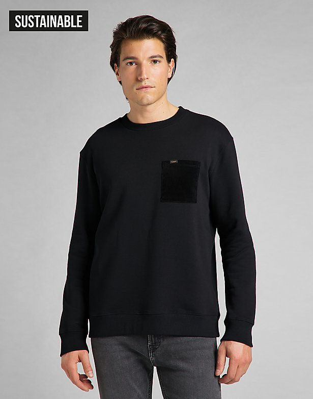Crew Cord Sweatshirt in Black