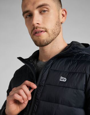 Black lightweight puffer jacket long online