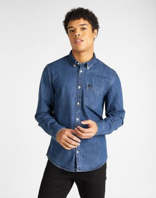 lee black denim shirt