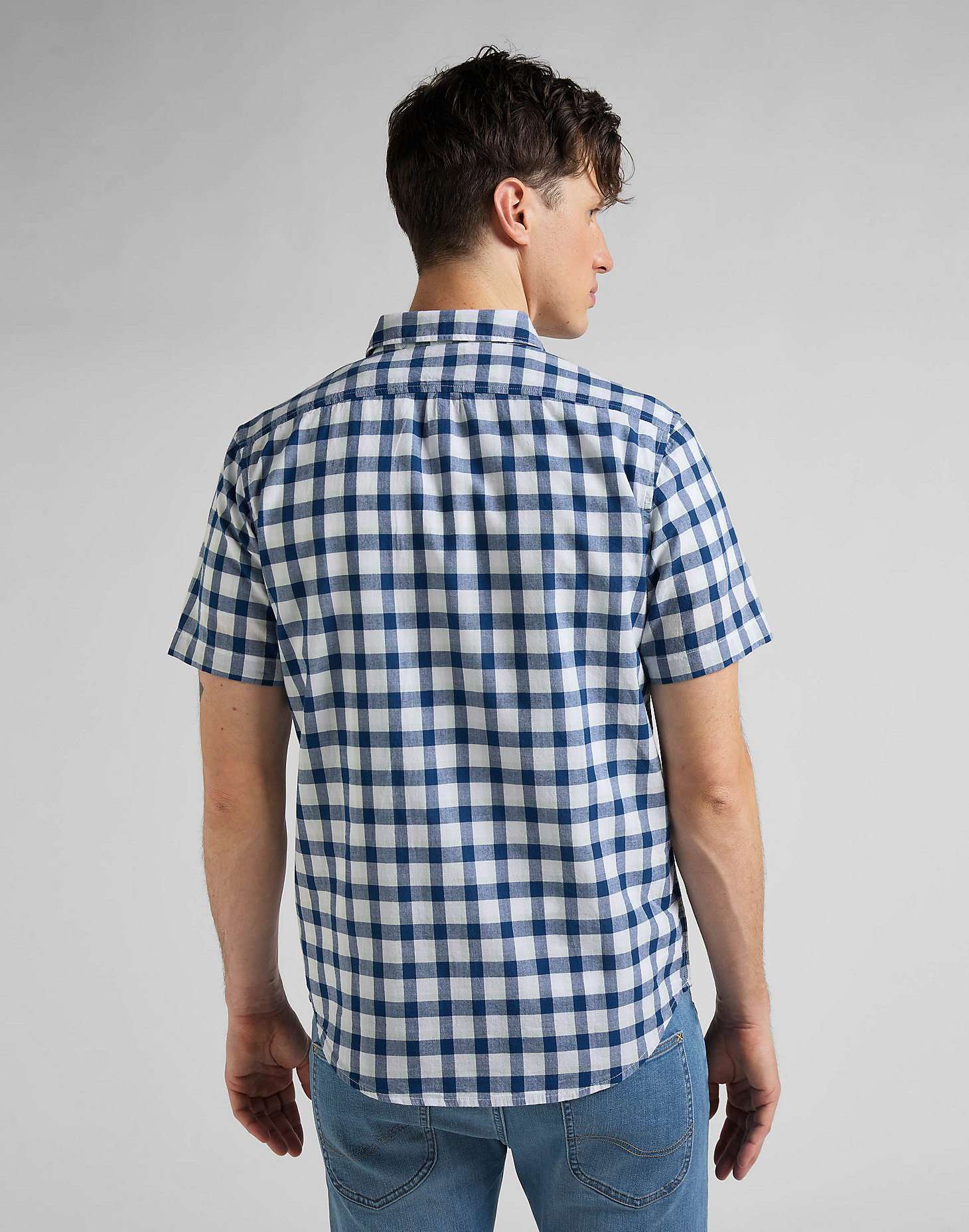 Short Sleeve Button Down Shirt in Washed Blue alternative view 1