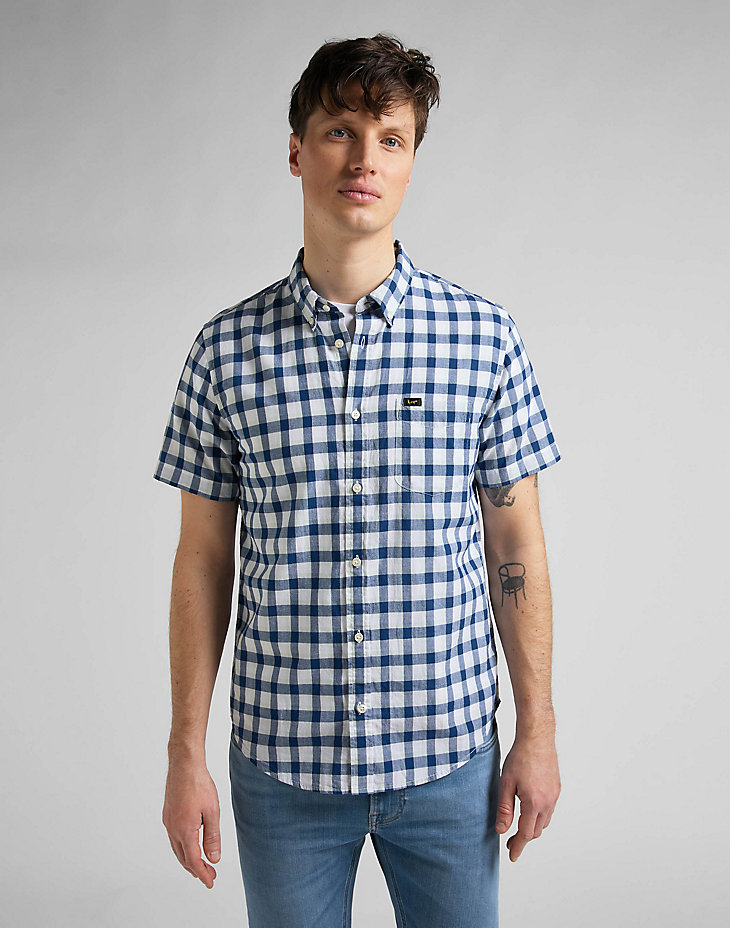 Short Sleeve Button Down Shirt in Washed Blue alternative view 2
