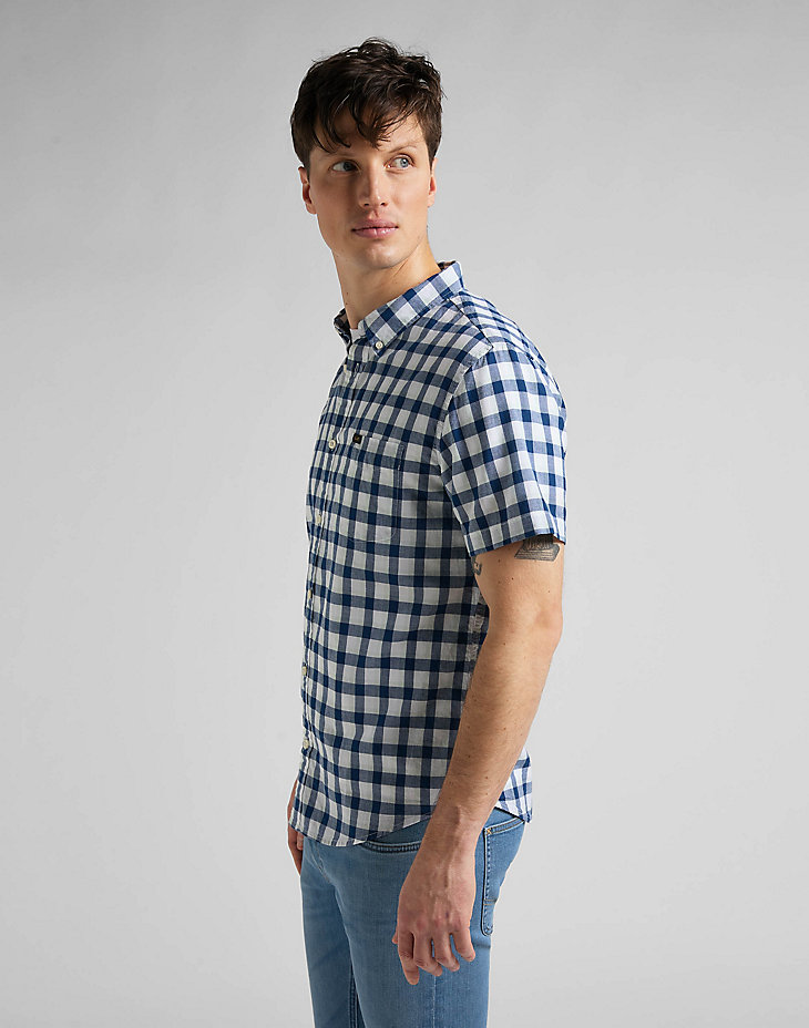 Short Sleeve Button Down Shirt in Washed Blue alternative view 3