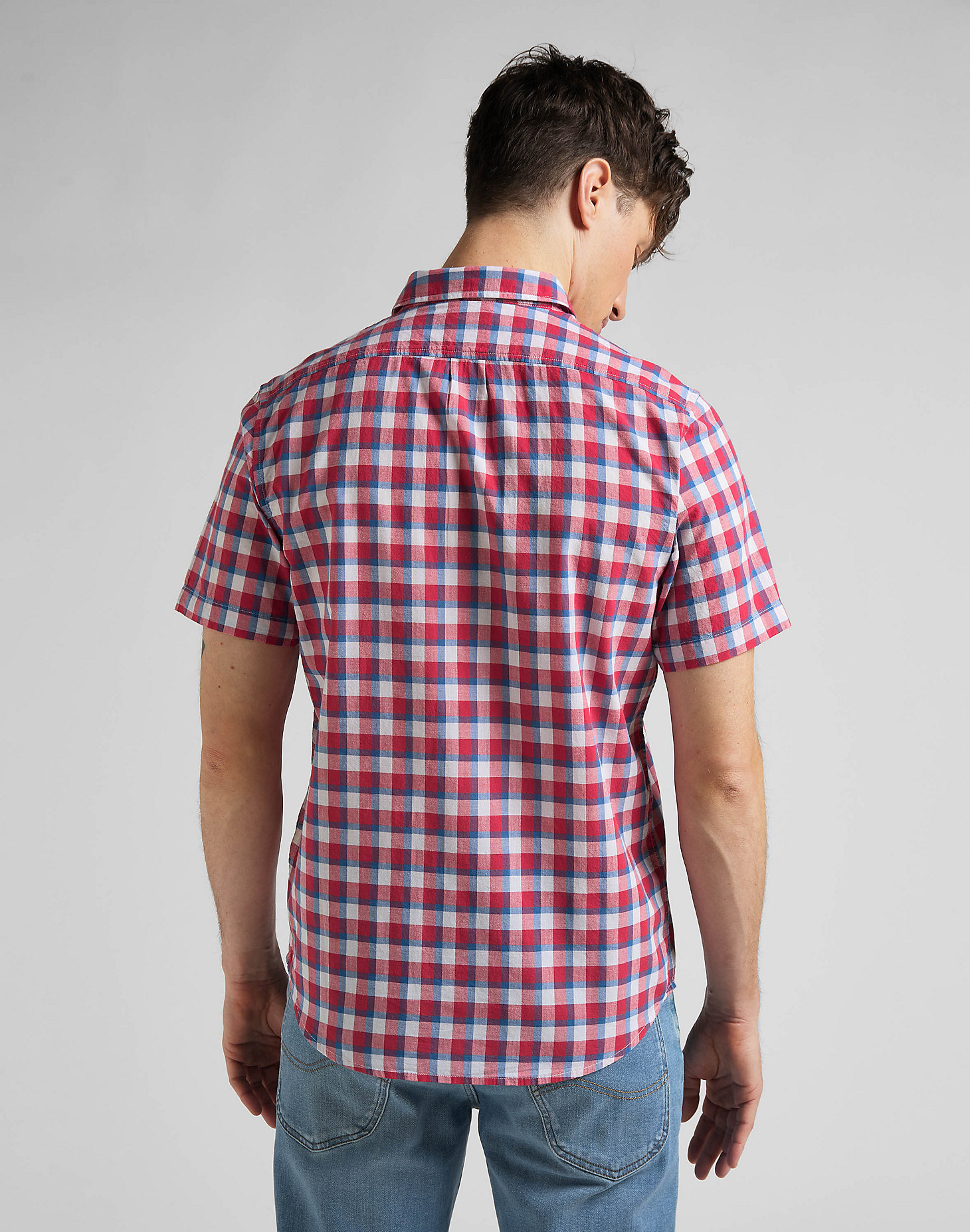 Short Sleeve Button Down Shirt in Real Red alternative view 1