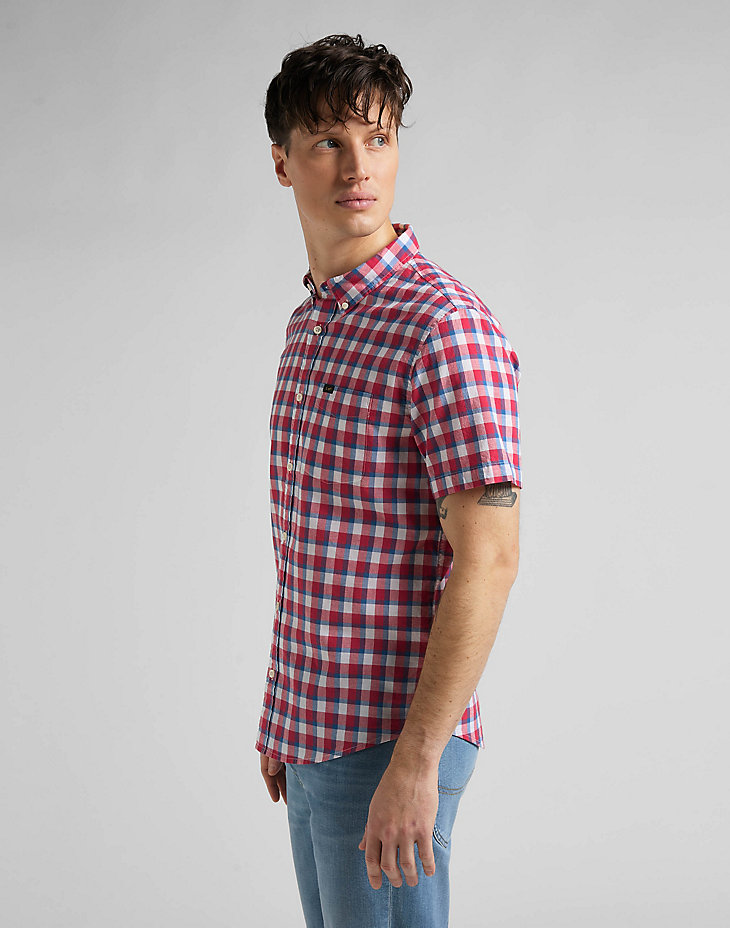 Short Sleeve Button Down Shirt in Real Red alternative view 3