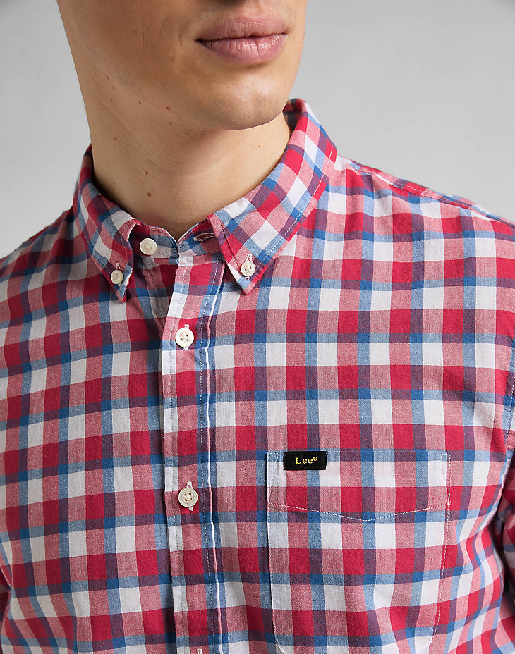 Short Sleeve Button Down Shirt in Real Red alternative view 4