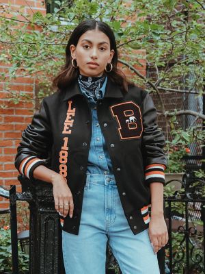 Girls Brown Brooklyn Logo Varsity Bomber Jacket | New Look