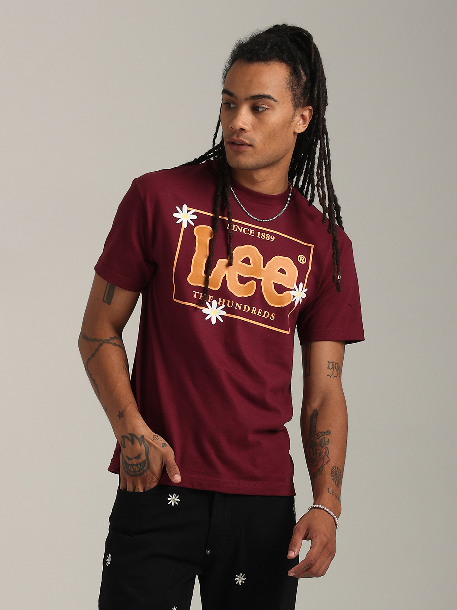 Lee® x The Hundreds® Flower Graphic Tee in Burgundy main view